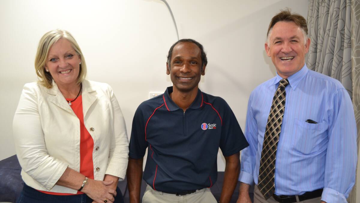 Mount Isa Centre for Rural and Remote Health director Sabina Knight, Mount Isa’s GP Super Clinic Dr Bharathan Kanagaiyan, and Central and North West Qld Medicare Local chairman Phil Barwick announce a new plan to bolster the workforce in general practices in the region. 