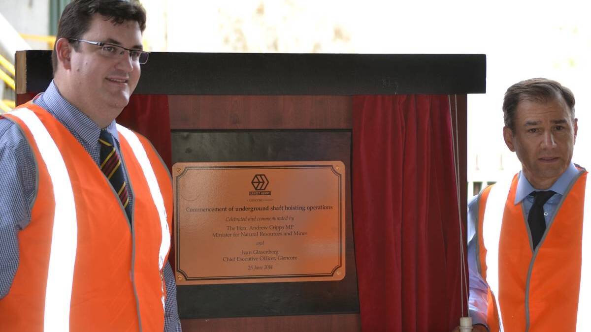 Minister for Natural Resources and Mines Andrew Cripps, pictured with Glencore CEO Ivan Glasenberg at the opening of the underground shaft at Cloncurry’s Ernest Henry Mine, has answered the criticisms of Cloncurry miner John Green.