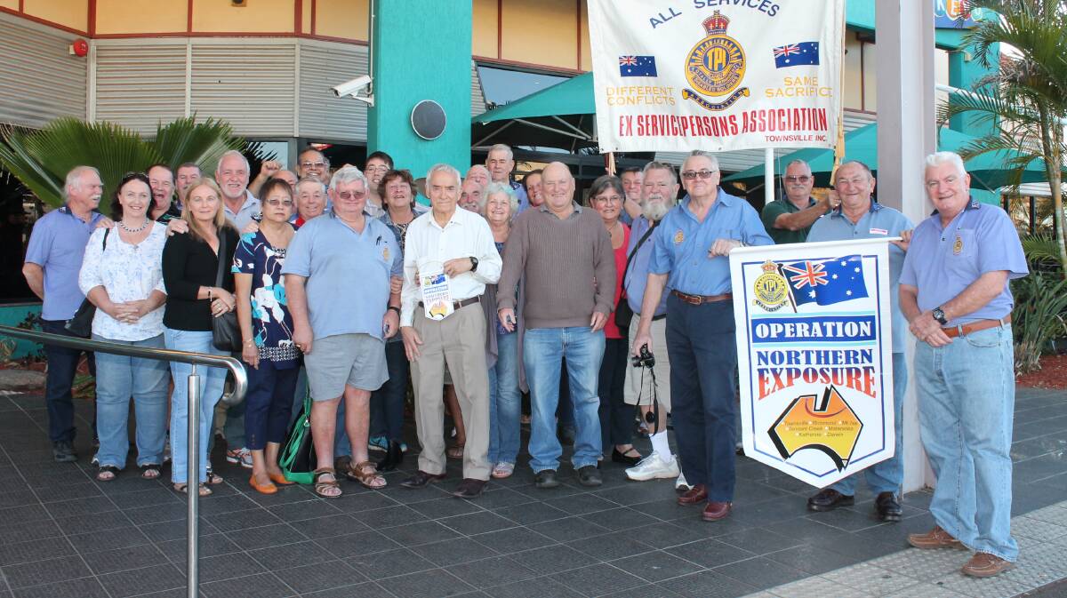Mount Isa RSL sub-branch president Les Bunn and Steve Wollaston gathered with 40 travelling veterans at the Buffs Club on Tuesday.