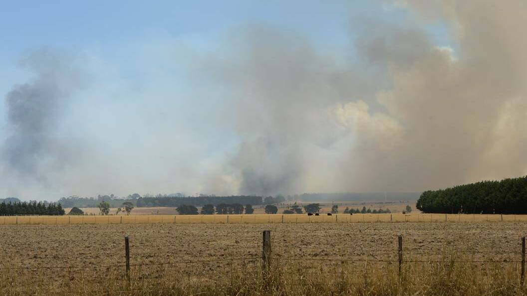 The view of smoke from Dalrymple Road near Sunbury. Picture: JODIE DONNELLAN