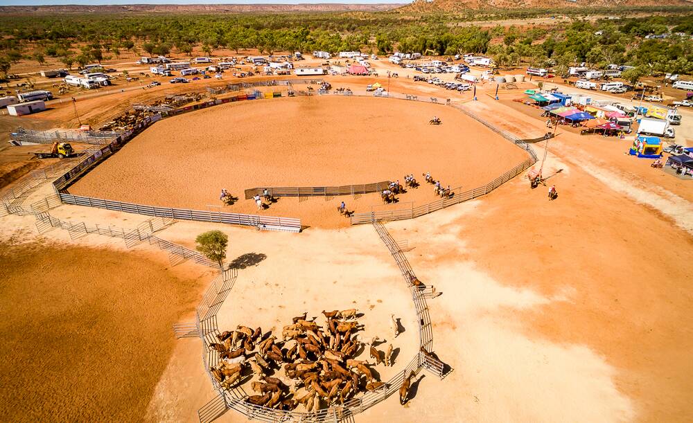 A skyview picture of the 2015 Mount Isa Campdraft. Picture: DronesEyeViewAerials/Gavin Lawrence.