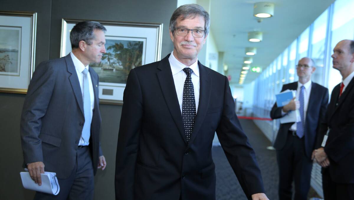 Western Australian Treasurer Mike Nahan as he enters Dumas House to announce the 2015 WA State Budget. Photo by Philip Gostelow.