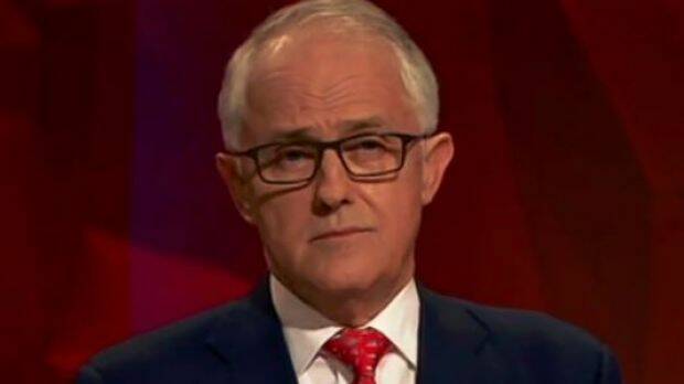 Prime Minister Malcolm Turnbull on the ABC's Q&A program. 
