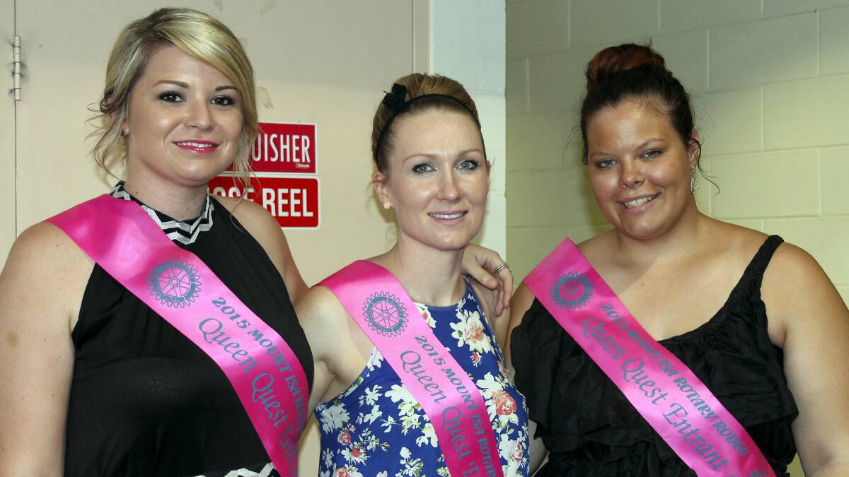 Mount Isa Rodeo Queens Whitney Dickson, Jacque Gillic and Sharnee Lord promote their charities.

