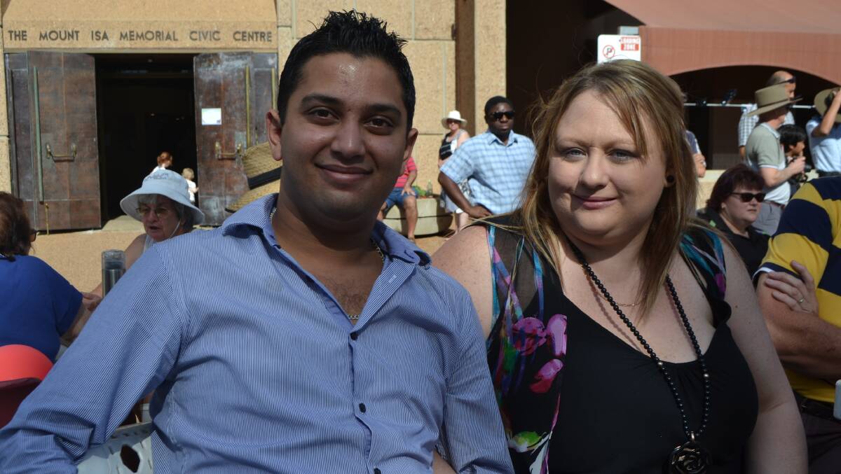 ENJOYING THEMSELVEs: Vipul Gupta and Leah Pearson at the Australia Day breakfast. 
