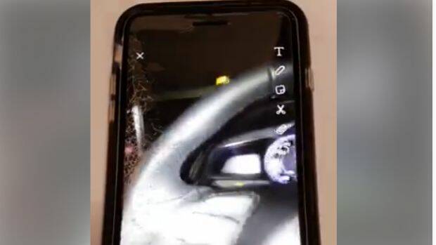 Snapchat footage taken by a driver moments before careening off the road.  Photo: Victoria Police