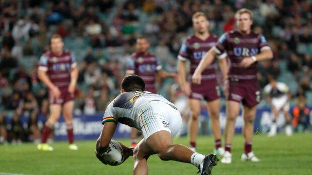 Controversial: Tyrone Peachey scores in the 75th minute. Photo: AAP