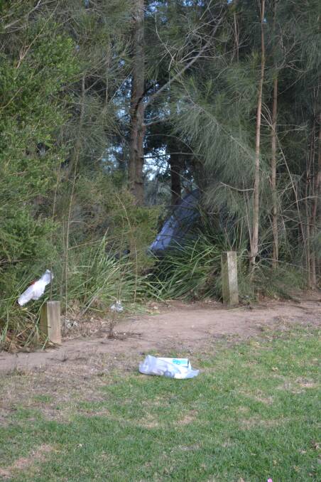 A rough bush humpy area adjacent to Bomaderry Creek, where the middle aged woman's body was been found.