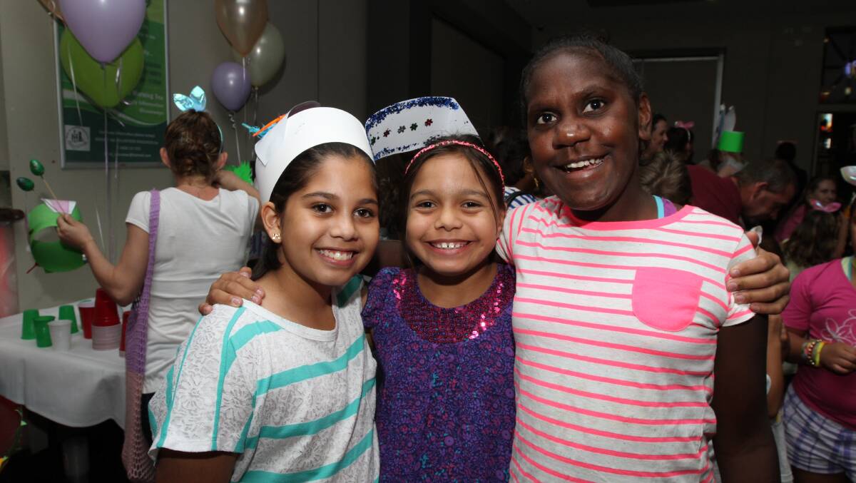 FRIENDS: Yasmina, 9 and Kishina Tomich, 10 with Montana Jumbo, 11.  