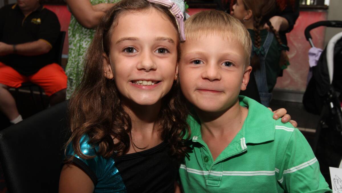 IN GREEN: Amy, 9 and Dylan Jones, 7. 