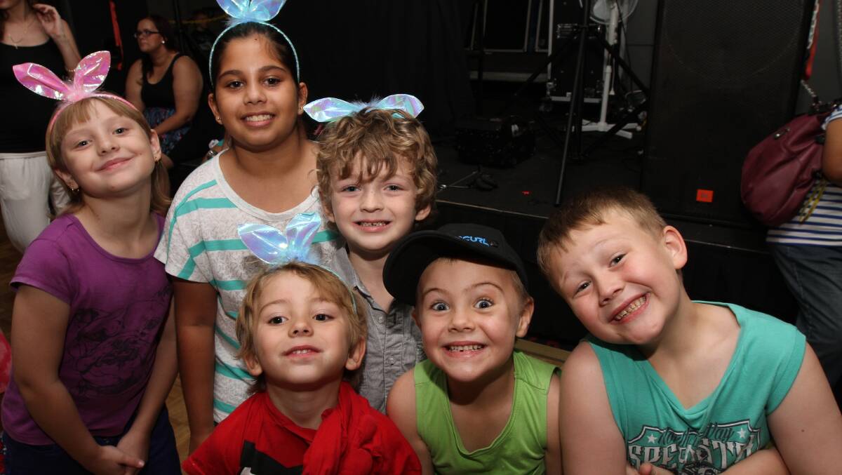 FUNNY FACES: Danielle Sebaly, 8, Yasmina Tomich, 9, Ethan Geary, 6, Jaxson Woods, 5, Jack Colford, 5 and Alexander Worth, 6. 