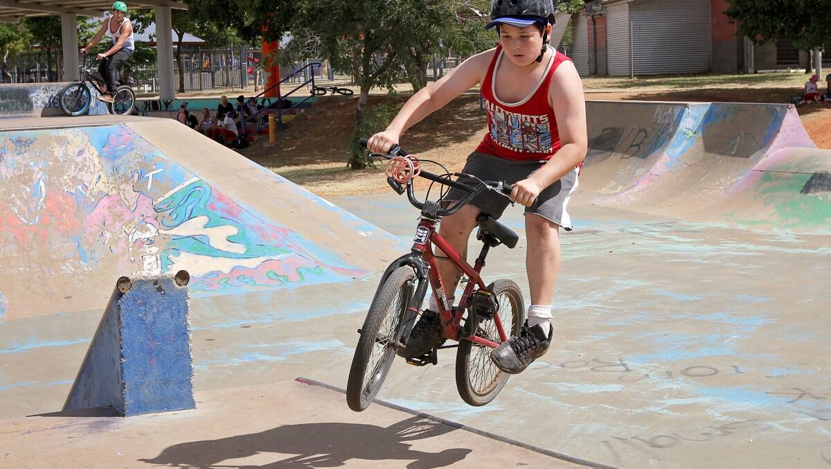 SKATE PARK: Ethan Price, 11, shows off some skill. 

