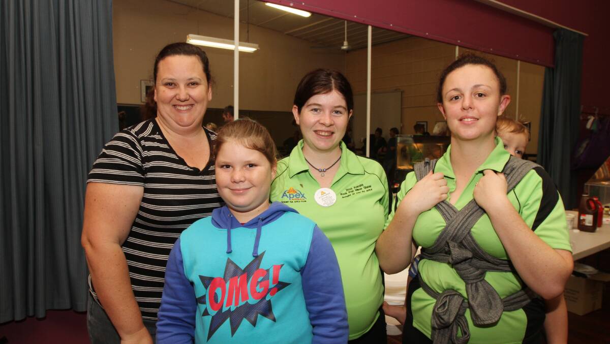 HELPING OUT: Linda and Chloe Walmsley, 11 with Stephanie Bithell and Brigitte Gurnett. 