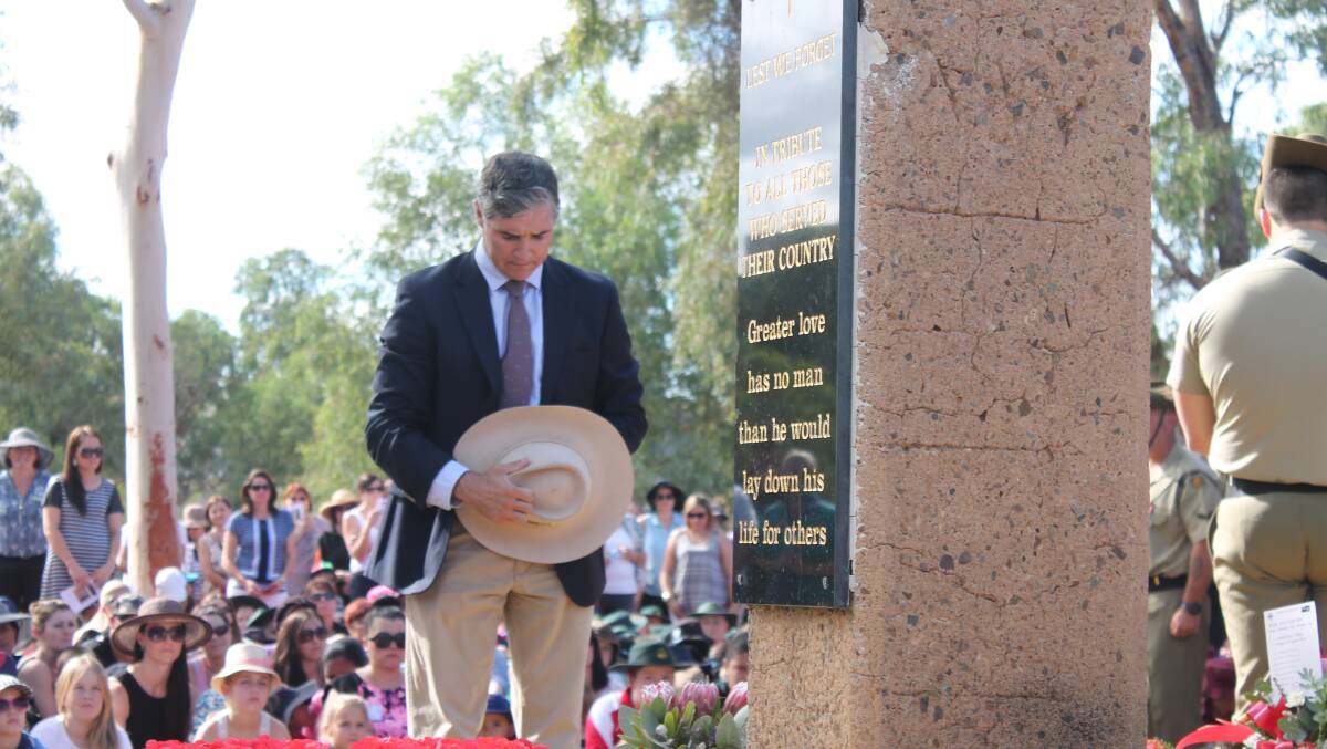 MP: State member for Mount Isa Robbie Katter lays a wreath at the Mount Isa Anzac Day ceremony.