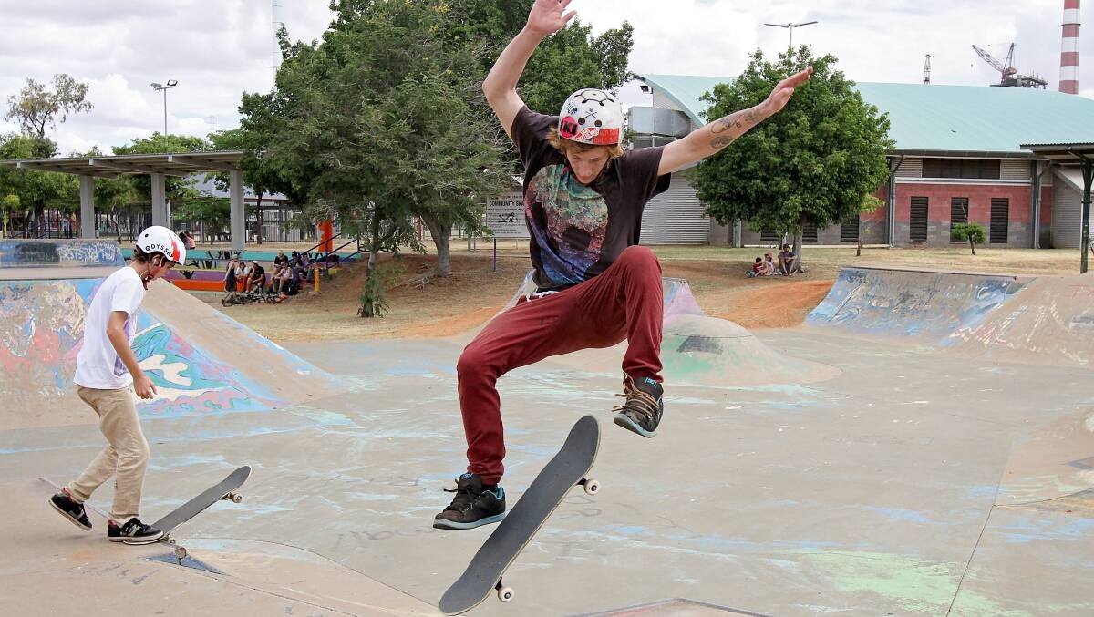 HANDS UP: Jarrod Ackerly, 16, impresses on the skateboard. 
