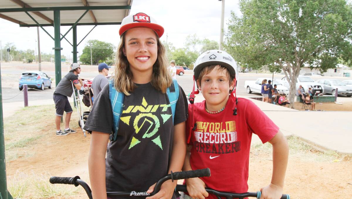 CHECKING IT OUT: Kara Cats, 14 and Jesse Shanks, 11. 