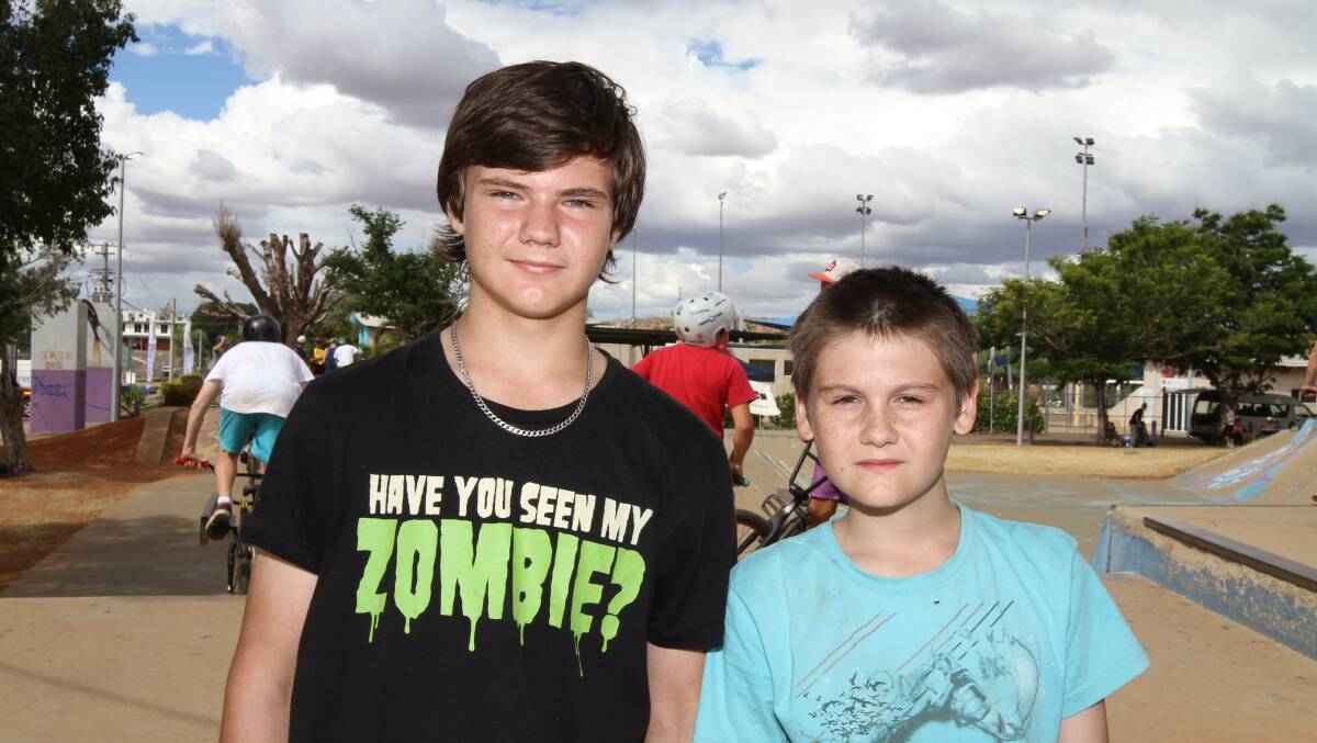 FUN IN THE SUN: Leon Handley, 14 and Jack Power, 13. 
