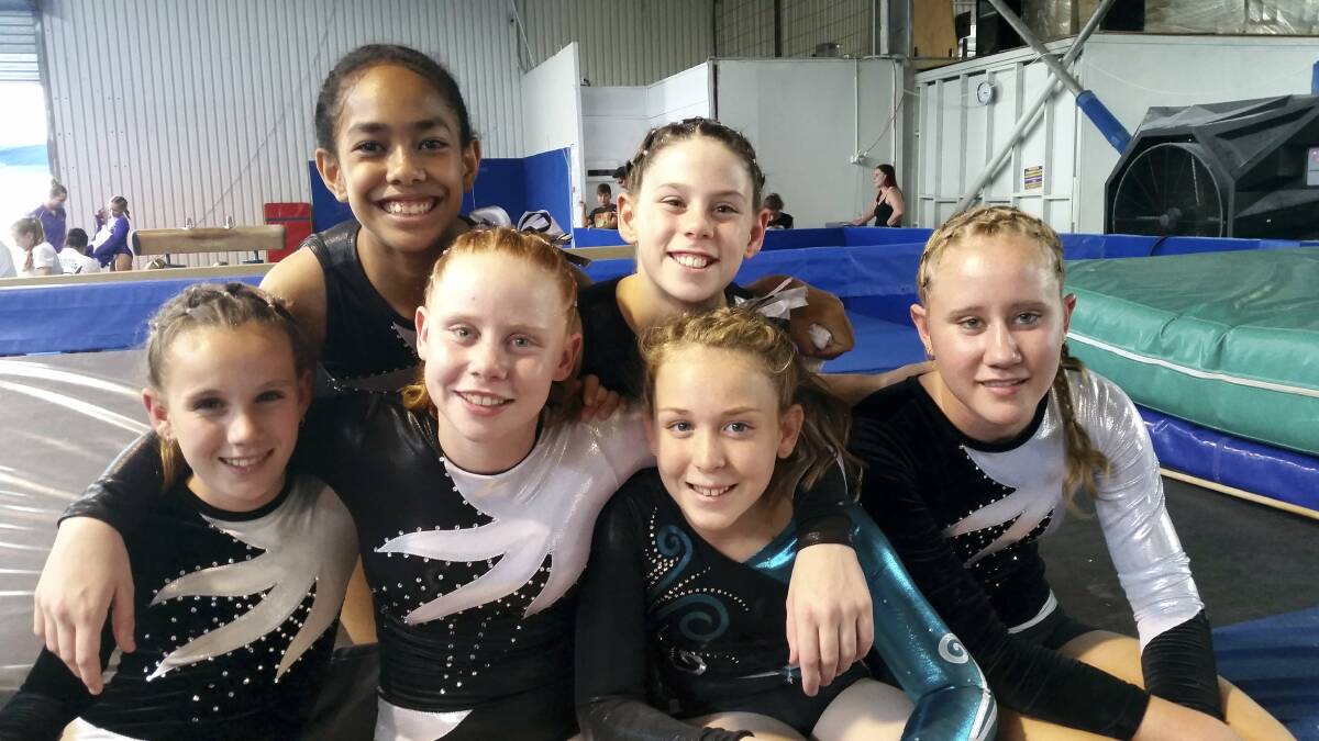 North West Gymnastics had 18 gymnasts attend the 2015 Townsville Junior Gymnastics Challenge on June 6-7. Participants included (back left) Julia Temo, 11, Ebony Duncan, 10, (front left) Holly Green, 12, Madison George-Sloan, 12, Hunter Langtree, 12, and Natasha Marsh, 15. Group Wag Level 4. Pictures: SALLY HOLLIER