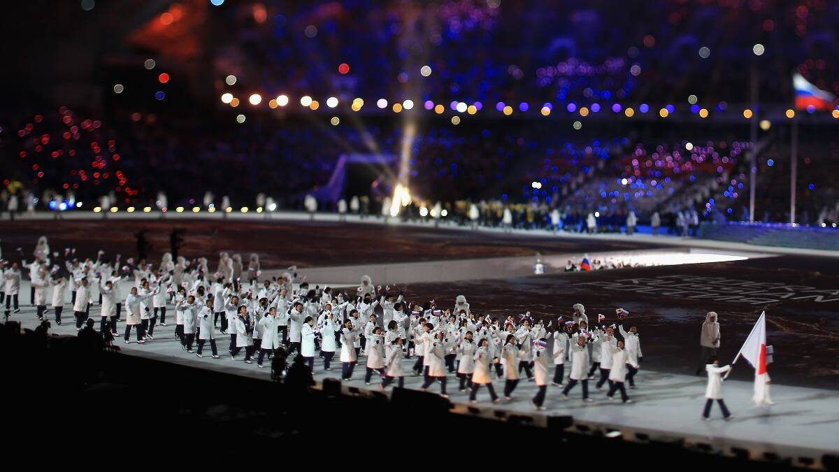 The Japanese team walk in during the Opening Ceremony of the Sochi 2014 Winter Olympics. Picture: Getty
