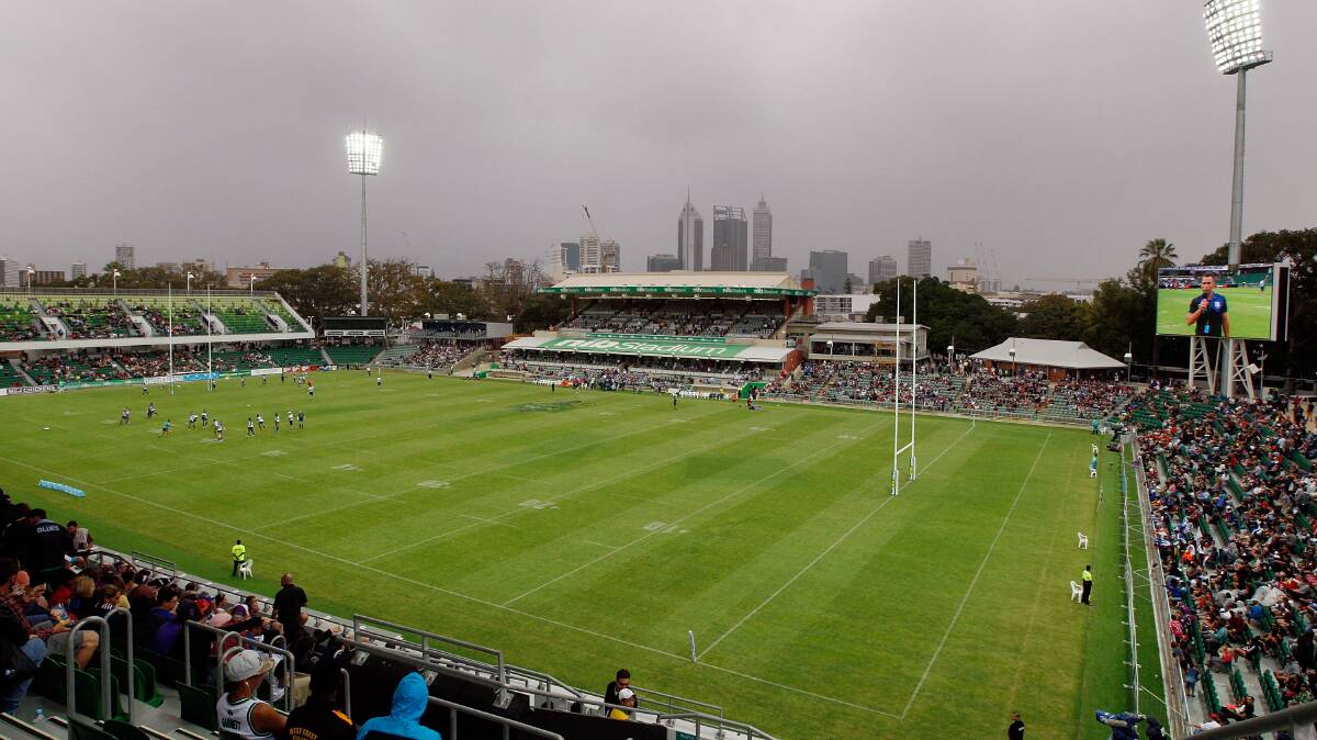 A view across the NIB Stadium during the round four NRL match between the Canterbury-Bankstown Bulldogs and the Melbourne Storm at nib Stadium, Perth on March 29. Picture: Getty