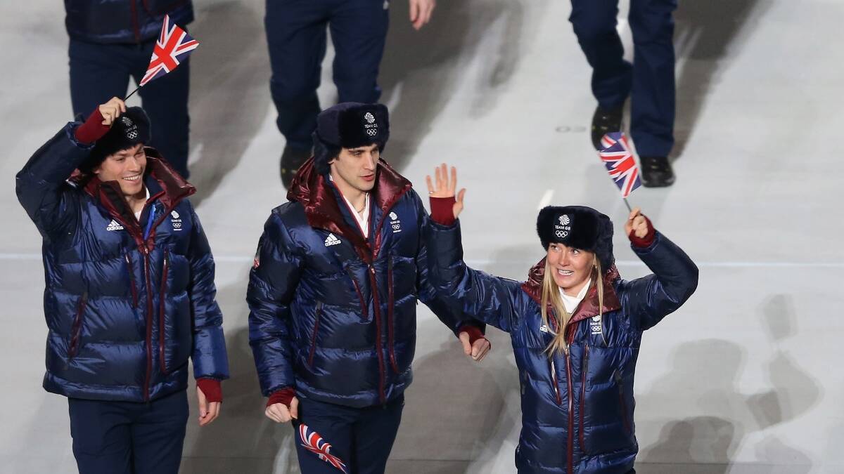 The Great Britain team enter the stadium during the Opening Ceremony of the Sochi 2014 Winter Olympics at Fisht Olympic Stadium. Picture: Getty