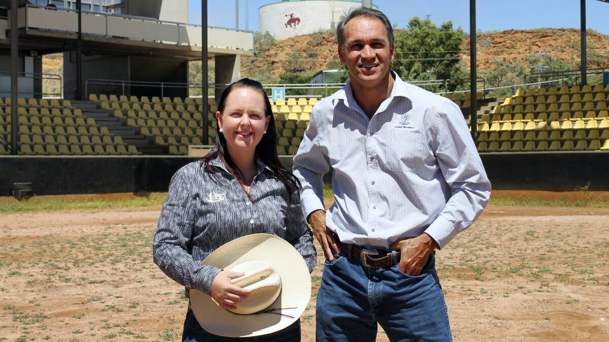 PARTNERSHIP: Mount Isa Mines Rotary Rodeo manager Natalie Flecker and chief operating officer North Queensland copper assets Australia Mike Westerman at Buchanan Park rodeo grounds celebrating the long-term sponsorship deal