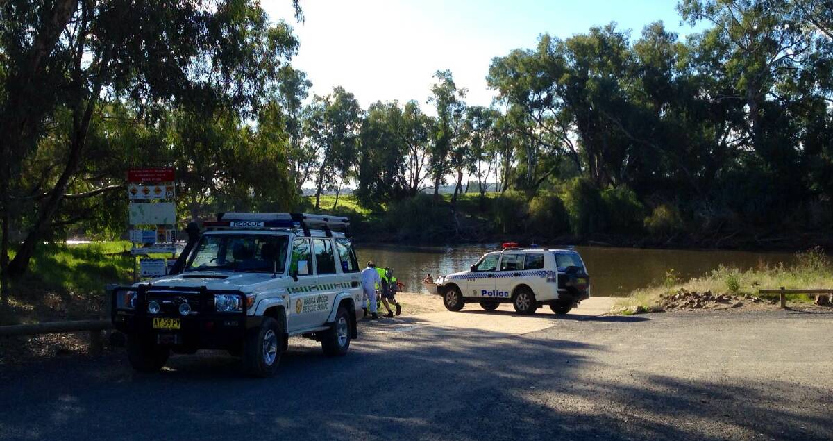 VRA and police at the Wiradjuri Reserve boat ramp on Tuesday. Picture: Andrew Pearson