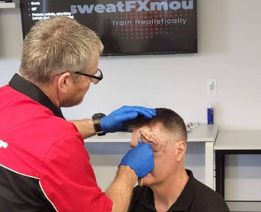 Former ADF senior nursing officer Adrian Sweatman's business, SweatFXMoulage, provides special effects makeup to help frontline workers train for trauma scenarios. Picture supplied