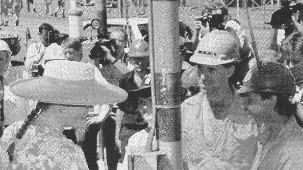 The Duchess of York chatted freely with miners during her lightning tour of Mount Isa Mines - ca October 1988.