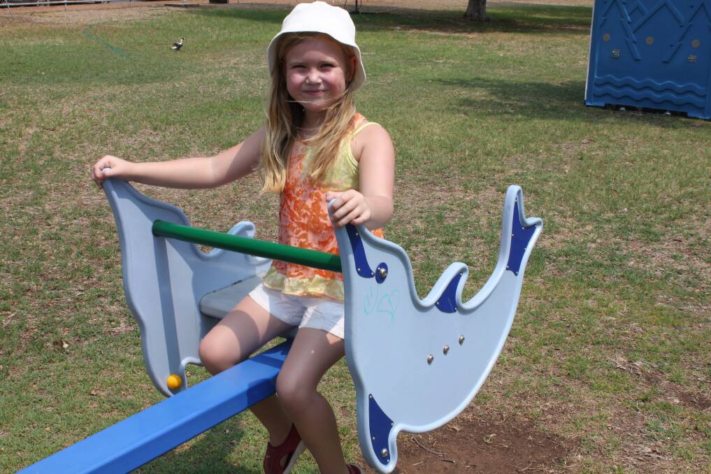 SEE-SAW: Milla van Lelyveld, 6, goes for a swing on the see-saw.