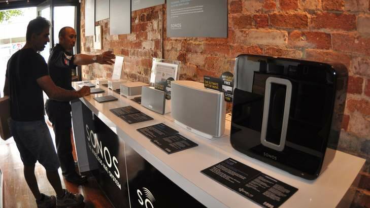 Inside the Sonos store.