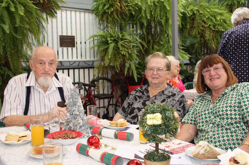 MORNING TEA: From left, Ken and Ailsa Fawkes share a drink and a chat with Margaret Bulow.
