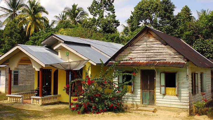 Candy-coloured houses are typical in the villages of Belitung.