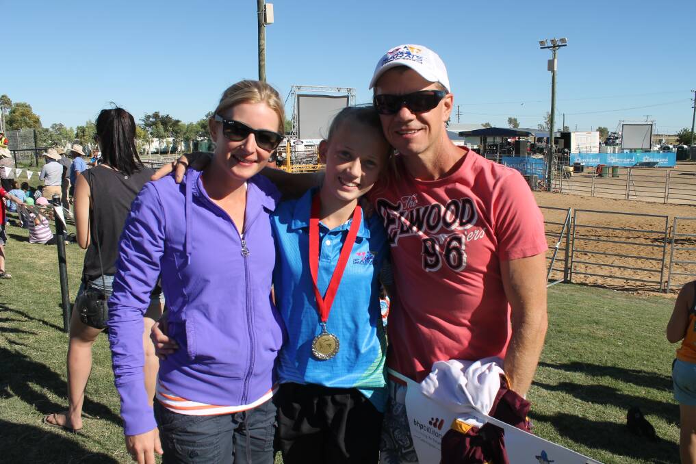 ISA RATS: Amy Dredge, Pheobe Ryder, 12, and Col Ryder happy with second place.