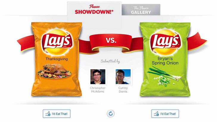 Crunch time ... a screenshot of Frito-Lay's Flavor Showdown contest.