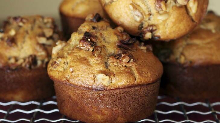 Healthy baking ... spicy carrot and walnut muffins.