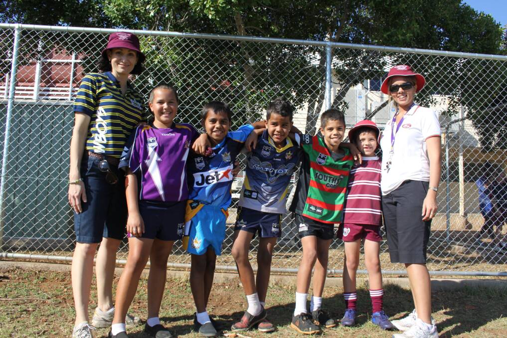 STAUNCH SUPPORTERS: Townview State School teacher Tarsha Roberts, Aamie Page, 11, Jacquille Chong, 10, Jason Parsons, 9, Anthony Saltmere, 11, Mitchell Corrigan, 8, and teacher Alisha Richardson. - Picture: JASMINE BARBER