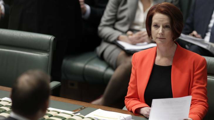 Prime Minister Julia Gillard and Opposition Leader Tony Abbott during question time.