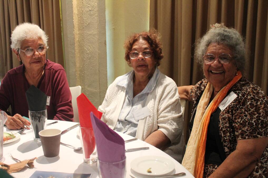 CATCHING UP: Iris and Gertie Eggmolesse and Elvina Munns sat together for lunch.