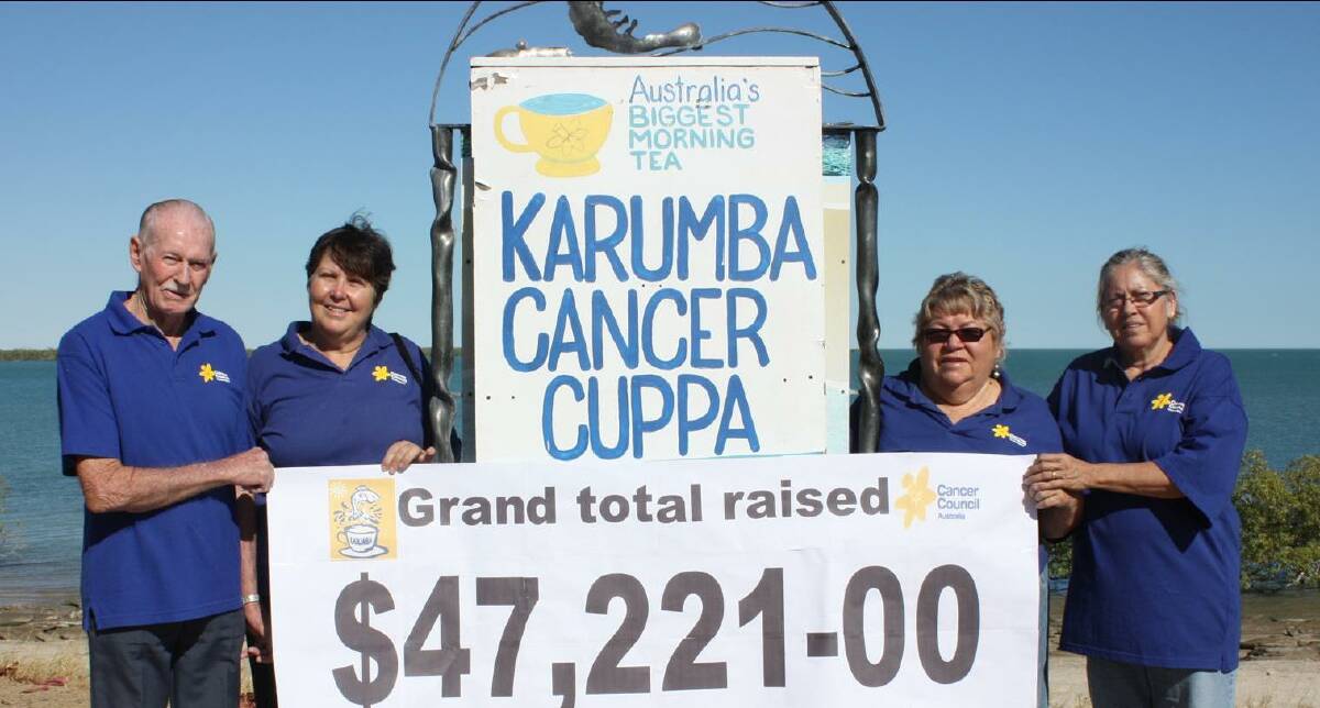 GRAND TALLY: The Karumba Cancer Cuppa organisers John Moran, Nickie Brennan, Rose Bouwens and Judy Walters raised more than $47,000 from their annual Biggest Morning Tea Event last month.