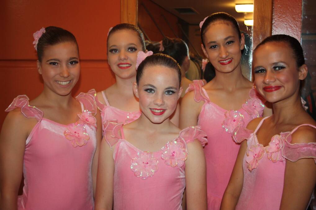 PRETTY IN PINK: From left, Hannah Telford, Emmalee O'Hara, Shayla Luparia, Sophie Troxell and Katelyn Scammell, all 13.