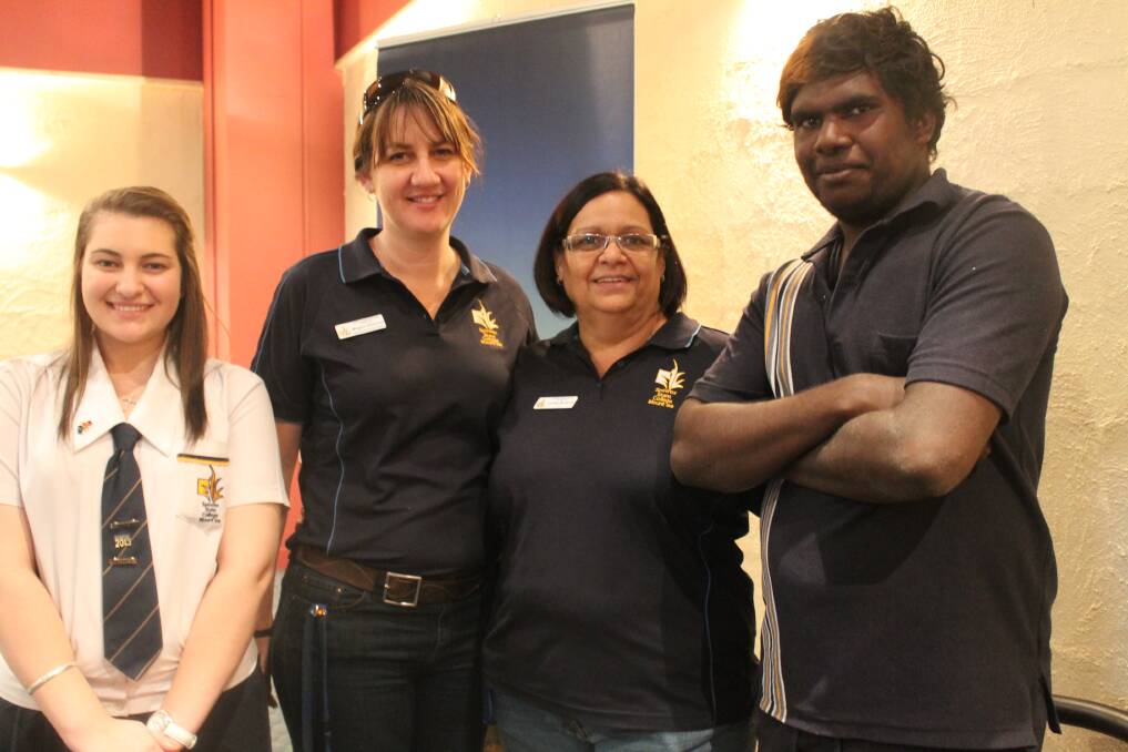 EDUCATION: Spinifex State College representatives Louise King, 16, Megan Graham, Lynette Bambrick and Elijah Douglas, 16, met with the elders who imparted some nuggets of wisdom.