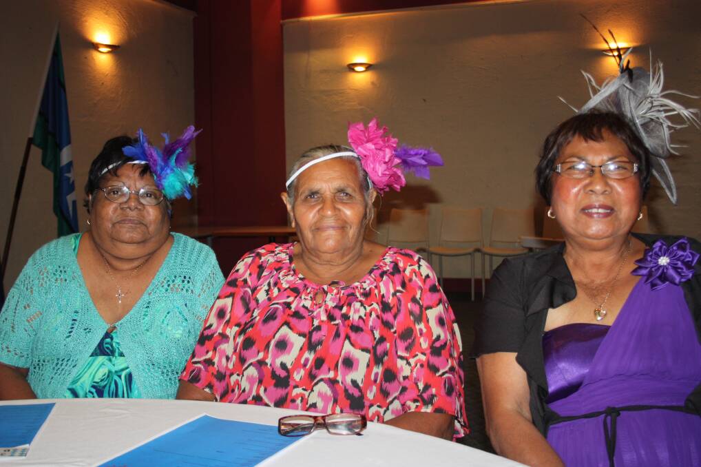 LOVELY LADIES: From left, Lynette Ah Sam, Topsy O'Keefe and Fran Page at The Overlander Hotel.