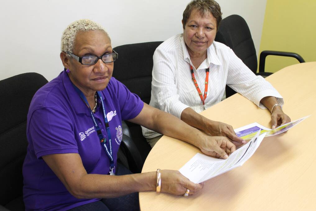 PROMOTION: BreastScreen Indigenous liaison officer Phillipa Cole and Indigenous cancer coordinator Leila Murison were in Mount Isa yesterday getting the word out about breast screening. - Picture: EMMA KENNEDY/7266