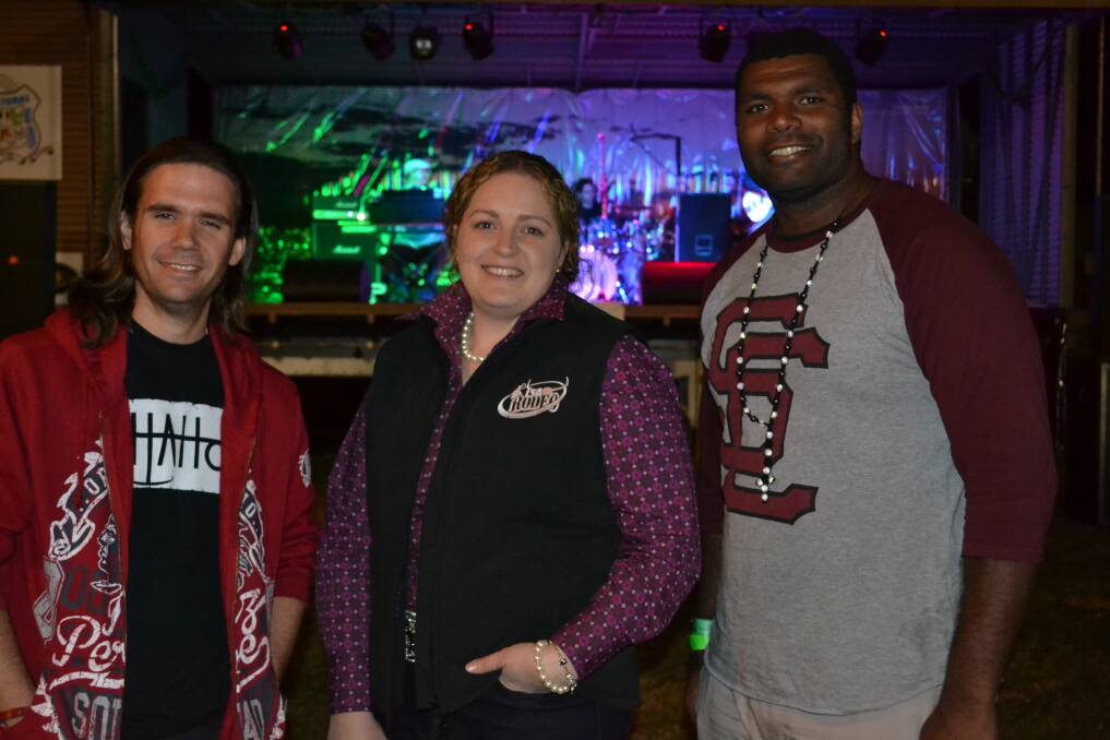 STAGE: Battle of the Bands organiser Peter Tuppurainen, judge Donna Kuskopf and MC Jacob Takurit from 4LM.