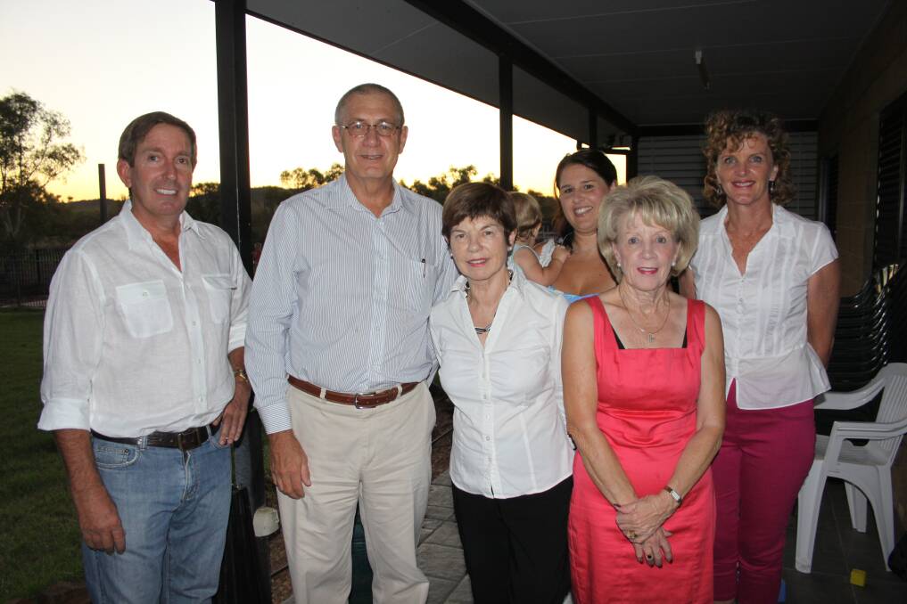 CATCHING UP: North West Hospital and Health Services Board chairman Paul Woodhouse, Medical Services director Dr Greg Coffey, North West Hospital and Health Services chief executive Sue Belsham, Medical Administration manager Mel Onysko, Sandra McGrady and Margaret Wooodhouse caught up for a chat at the welcoming party.