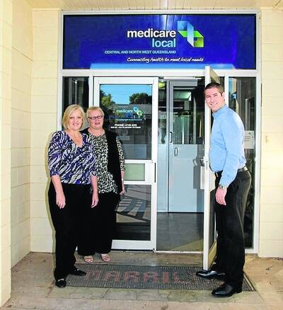 NOW OPEN: Medicare Local interim board chairman Sabina Knight, North West Primary Healthcare chief executive Evelyn Edwards, and North West area manager Dominic Sandilands open the doors to Medicare Local today. - Picture: MELISSA NORTH