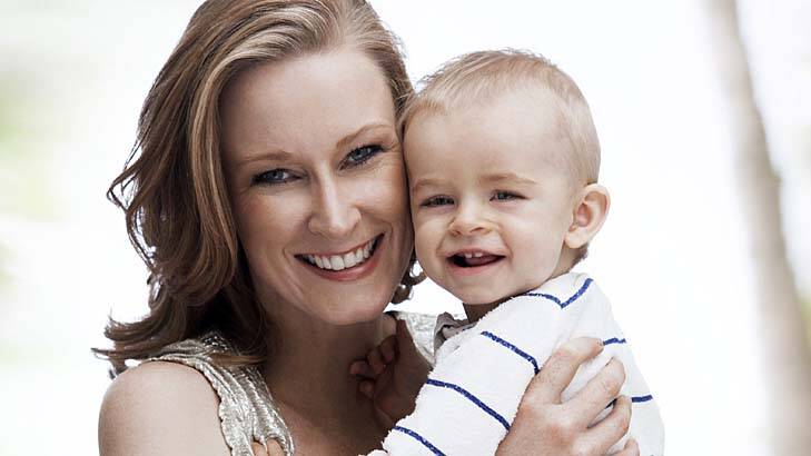 Expecting baby number two: Leigh Sales, pictured with son, Daniel.