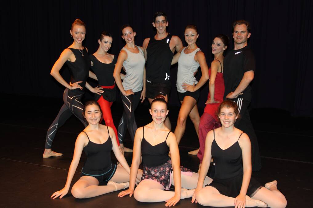 MELBOURNE BALLET COMPANY: Back row, from left, Kathleen Doody, Gemma Corless-Brown, Shannon Groves, Alexander Bryce, Rebekah Conry, Francesca Gioungrasso and Simon Hoy. Joining them for rehearsals from Mount Isa School of Dance are, front row from left, Amy Kim, Shaylee Griffiths and Amy Knight.