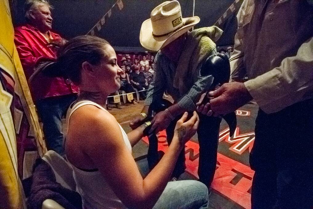 CROWD FAVOURITE: Krysta Noseworthy, or Canada, prepares for one of two duels with The Beaver. Picture: BEN MACRAE.